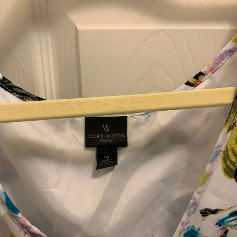 Worthington Plus Floral Hummingbird Top & Pants Bundle - Picture 2 of 16